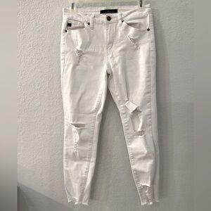 KanCan Mid Rise Distressed Ankle Skinny Jeans in White Size 5/26